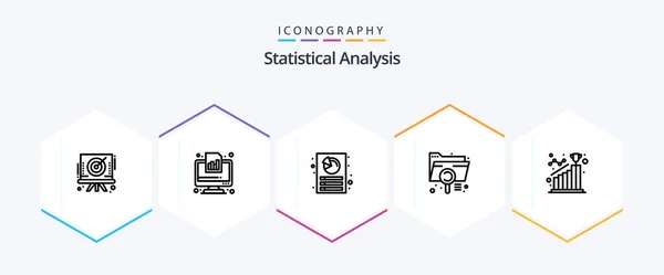 Statistical Analysis Line Icon Pack Including File Document Report Data — Wektor stockowy