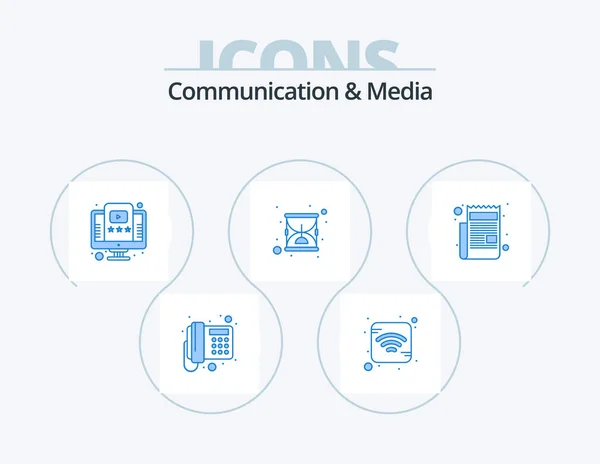 Communication Media Blue Icon Pack Icon Design Paper News Video — 图库矢量图片