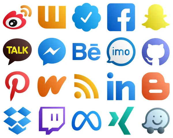 Gradient Social Media Brand Icon Set Icons Video Imo Behance — Stok Vektör