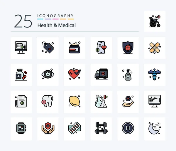 Health And Medical 25 Line Filled icon pack including healthcare. heart. beauty. beat. medical