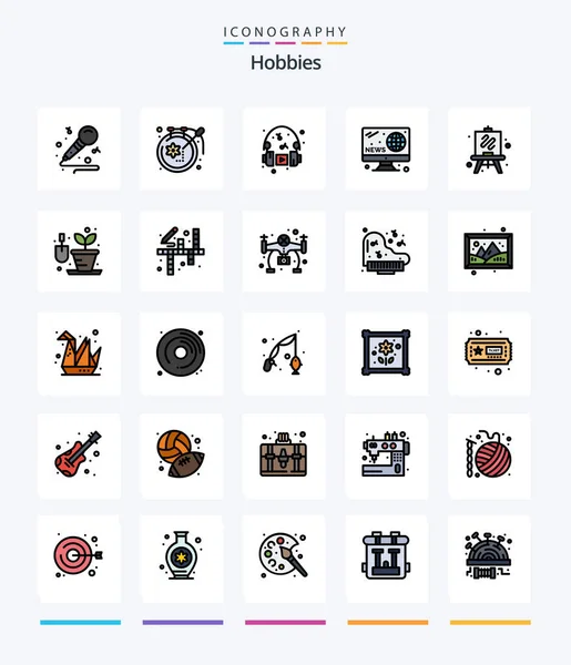 Creative Hobbies Line Filled Icon Pack Hobbies Screen Hobbies News — Vector de stock