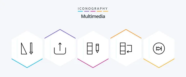 Multimedia Line Icon Pack Including Multimedia Edit Forward Arrow — 图库矢量图片