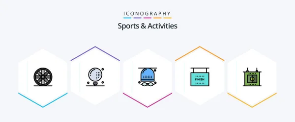 Sports Activities Filledline Icon Pack Including Game Sports Athletics Game — Stok Vektör