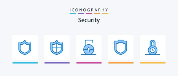 Security Blue Icon Pack Including Time Protect Protection Shield Creative — Archivo Imágenes Vectoriales