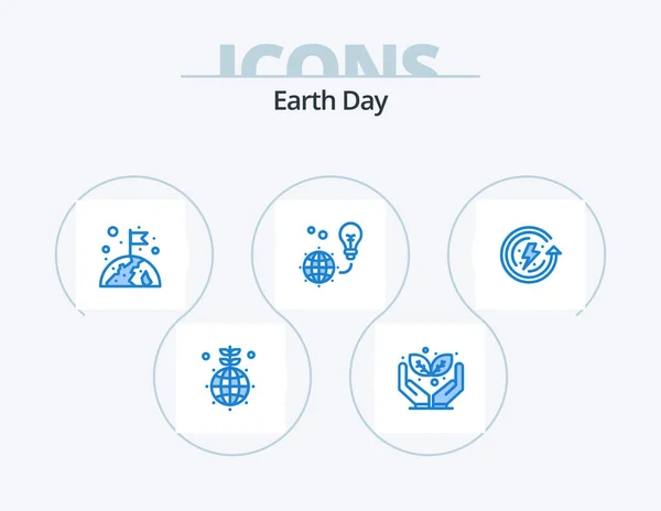 Earth Day Blue Icon Pack Icon Design Ecology Earth Globe — Stock Vector