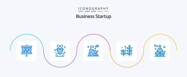 Business Startup Blue Icon Pack Including Rocket Business Business Plant — Διανυσματικό Αρχείο