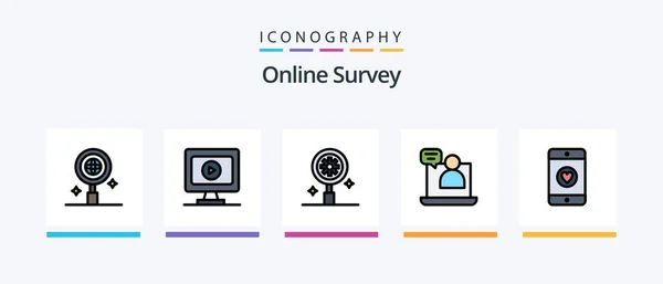 Online Survey Line Filled Icon Pack Including Information Setting Info — Archivo Imágenes Vectoriales