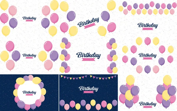 Happy Birthday Text Rainbow Gradient Geometric Pattern Background — 图库矢量图片