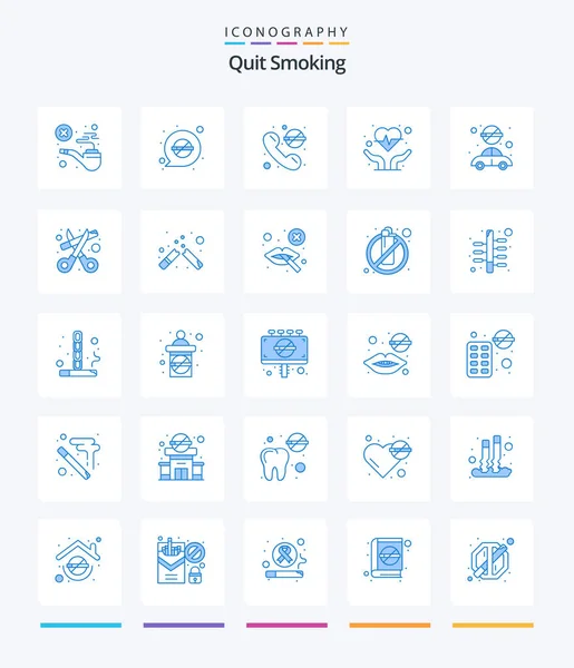 Creative Quit Smoking Blue Icon Pack Healthcare Hands Smoking Care — Stok Vektör
