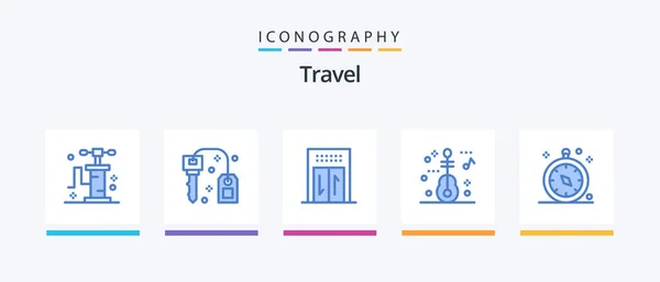 Travel Blue Icon Pack Including Navigation Hotel Gps Travel Creative — Vector de stock