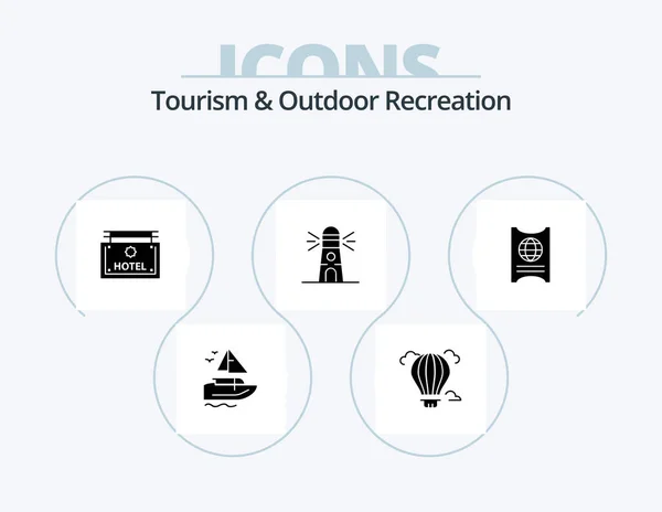 Tourism Outdoor Recreation Glyph Icon Pack Icon Design Passboart House — Stockvektor