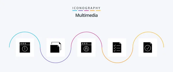 Multimedia Glyph Icon Pack Including Mac Selected Complete — Vettoriale Stock