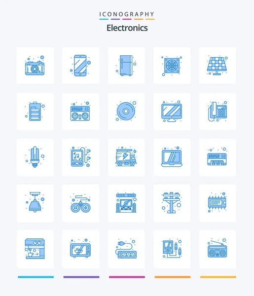 Creative Electronics Blue Icon Pack Battery Eco Electronic Device Battery — Stock Vector