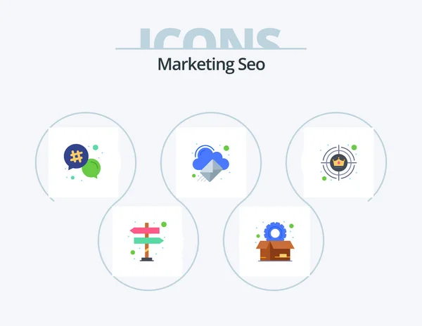 Marketing Seo Flat Icon Pack Icon Design Business Computing Settings — Archivo Imágenes Vectoriales