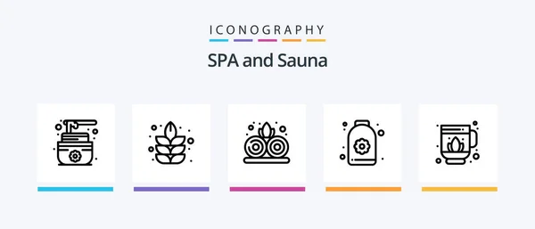 Sauna Line Icon Pack Including Lotus Yin Yin Yang Creative — Stock Vector