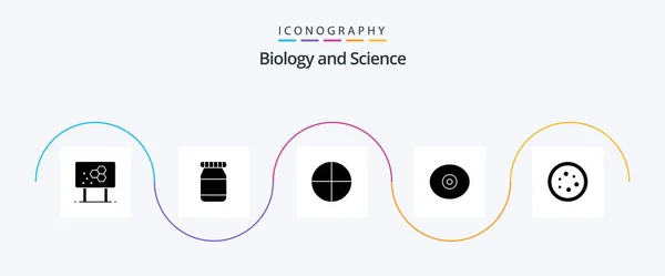 Biology Glyph Icon Pack Including Laboratory Equipment Pill Chemistry Tit — Stockvektor