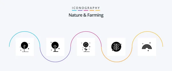 Nature Farming Glyph Icon Pack Including Forecast Plant Farming Nature — Stok Vektör