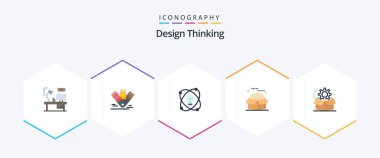 Design Thinking 25 Flat icon pack including packages. open. pms. box. lightd