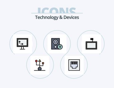 Devices Line Filled Icon Pack 5 Icon Design. memory. speaker. mount. hardware. devices