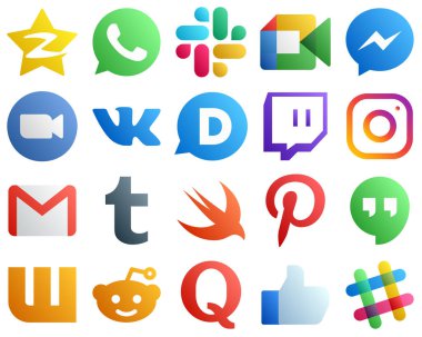 Gradient Social Media Icons Pack 20 icons such as twitch. vk. messenger and video icons. High quality and minimalist