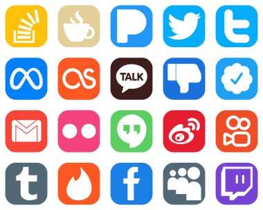 20 Minimalist Social Media Icons such as gmail. facebook. twitter. dislike and lastfm icons. High Quality Gradient Icon Set