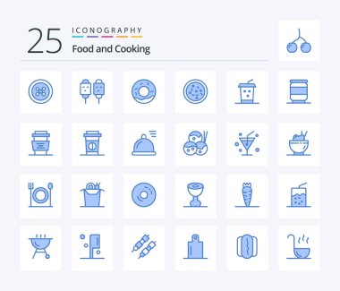 Food 25 Blue Color icon pack including beer. drink. bread. cola. food