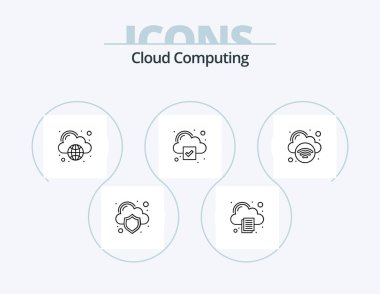 Cloud Computing Line Icon Pack 5 Icon Design. internet connection. cloud. gear. cloud