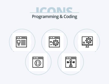 Programming And Coding Line Icon Pack 5 Icon Design. develop. code. development. file