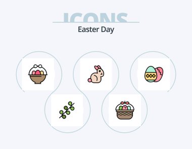 Easter Line Filled Icon Pack 5 Icon Design. bynny. baby. decoration. easter. egg