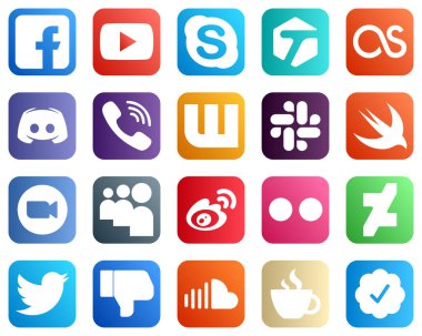 20 Stylish Social Media Icons such as slack. lastfm and rakuten icons. Versatile and professional