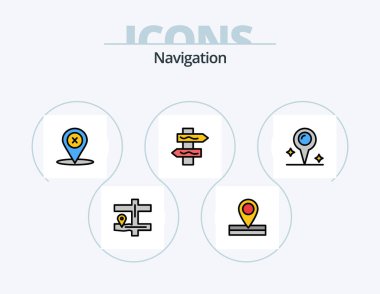 Navigation Line Filled Icon Pack 5 Icon Design. . gps. explore. compass. search