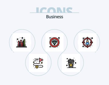 Business Line Filled Icon Pack 5 Icon Design. complete. accomplish. flower. fast. hourglass
