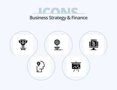 Business Strategy And Finance Glyph Icon Pack 5 Icon Design. . achievement . display . price . trophy
