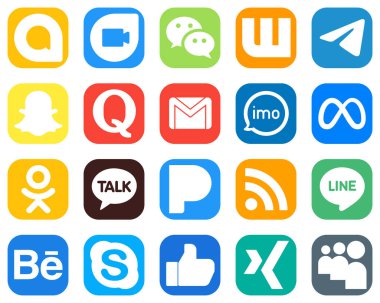 20 Social Media Icons for Your Business such as audio. snapchat. imo and email icons. High Resolution Gradient Icon Set