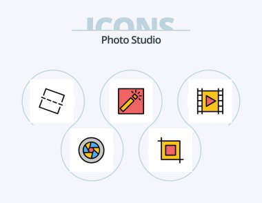 Photo Studio Line Filled Icon Pack 5 Icon Design. add. photography. light. photo. crop