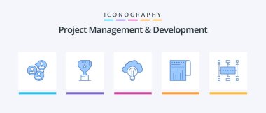 Project Management And Development Blue 5 Icon Pack Including report. financial. reward. business. focus. Creative Icons Design