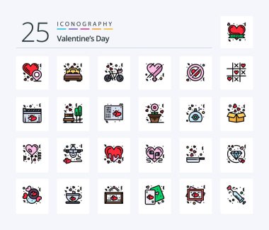 Valentines Day 25 Line Filled icon pack including adultery. love. bicycle. gender. love