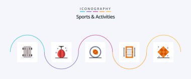 Sports and Activities Flat 5 Icon Pack Including boat. activities. speed. rugby scrum. rugby field