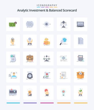 Creative Analytic Investment And Balanced Scorecard 25 Flat icon pack  Such As management. . match. gear. work