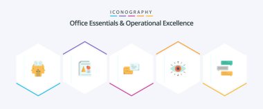 Office Essentials And Operational Exellence 25 Flat icon pack including . secret society. business. symbol. popup