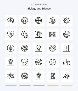 Creative Biology 25 OutLine icon pack  Such As ear. experiment. biology. chemistry. bacteria
