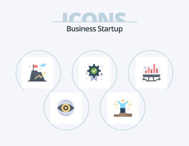 Business Startup Flat Icon Pack 5 Icon Design. computer. business. flag. medal. badge