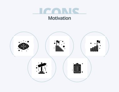 Motivation Glyph Icon Pack 5 Icon Design. growth. success. eye. steps. top