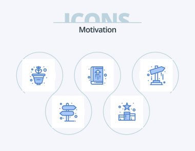 Motivation Blue Icon Pack 5 Icon Design. direction. growth. social. business. agenda