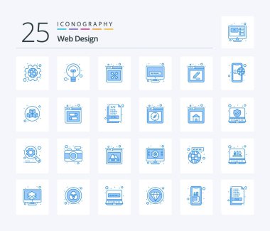 Web Design 25 Blue Color icon pack including tools. web page. tools. www. electronic