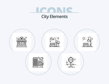 City Elements Line Icon Pack 5 Icon Design. . balloon. suburban. air. phone