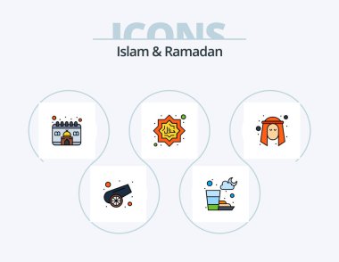 Islam And Ramadan Line Filled Icon Pack 5 Icon Design. ramadan. fasting. ribbon. drinking. muslim