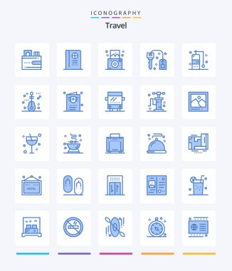 Creative Travel 25 Blue icon pack  Such As guitar. travel. regular. diving. lock