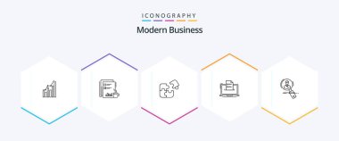Modern Business 25 Line icon pack including match. business. financial. puzzle. newspapers