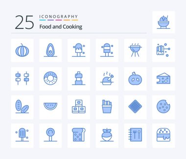Food 25 Blue Color icon pack including water. donut. bbq. sweet. food